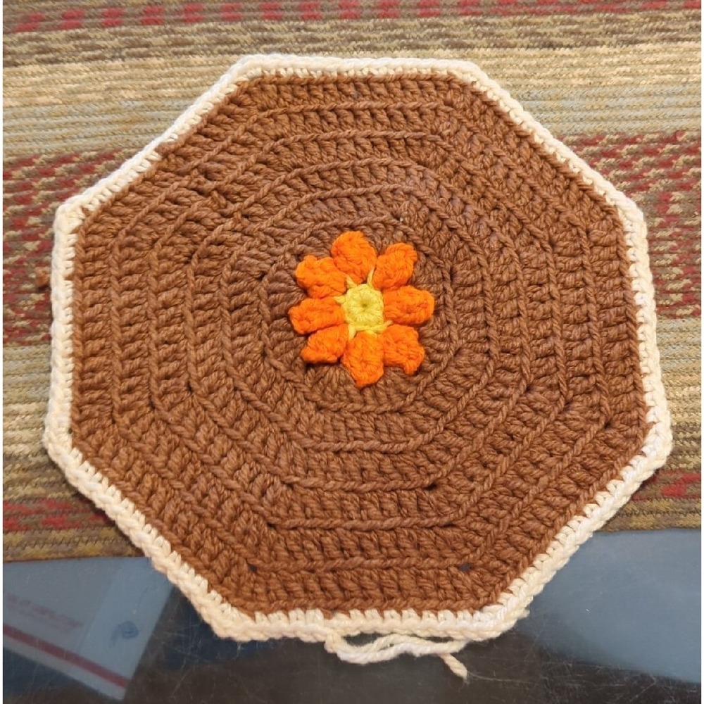 Vintage Crochet Tabletop Colorful‎ Counter Doile Trivet Handmade By Granny
